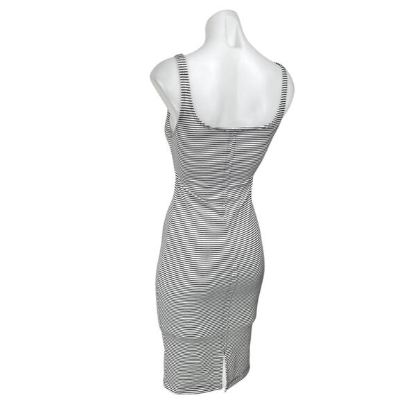 Zara Black White Striped Sleeveless Cami Camisole Midi Bodycon Tank Dress Size S - Picture 4 of 7